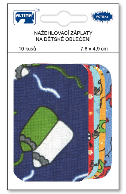 Nažehľovacie záplaty s potlačou malé 10 ks - ceruzky modré + mix